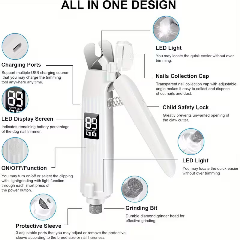 2 in 1 Electric Pet Nail Trimmer