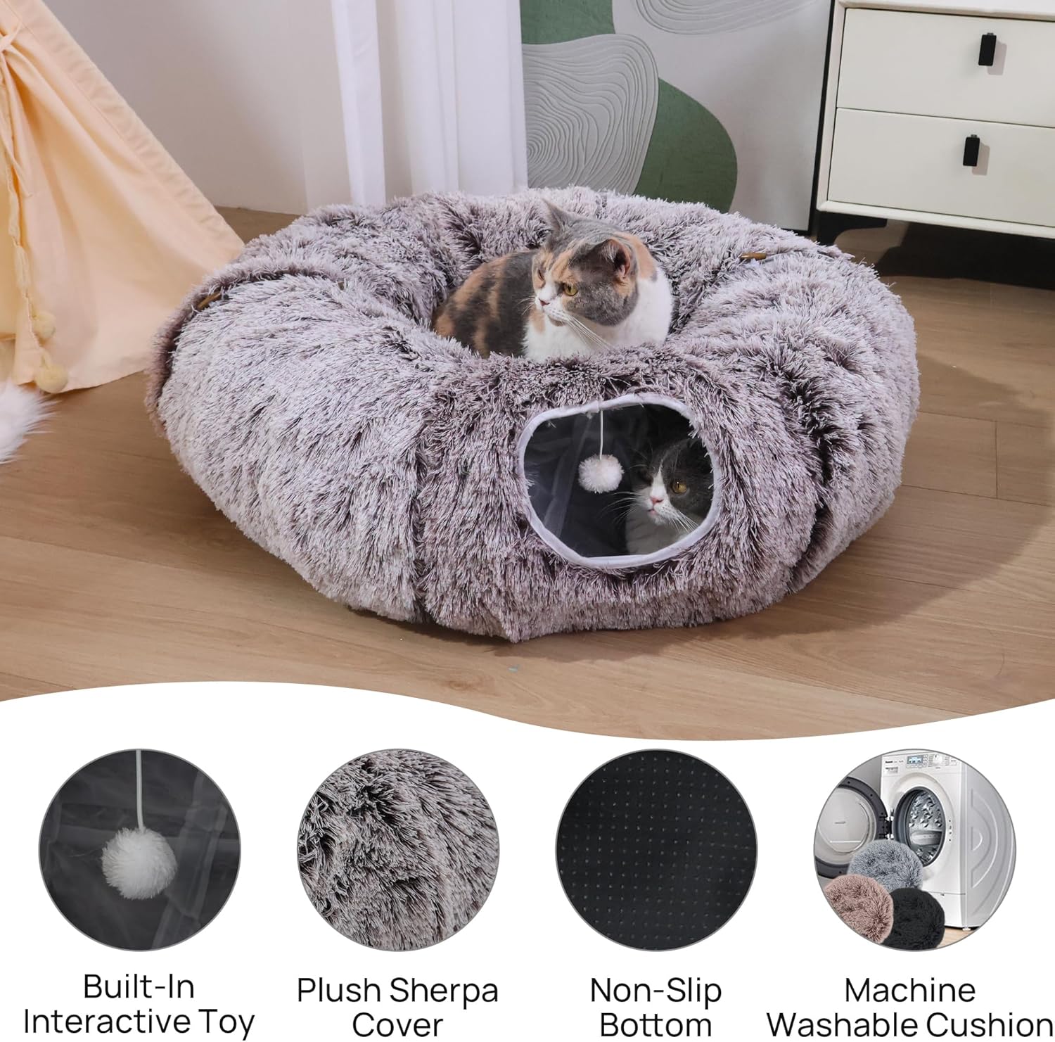 Plush Cat Tunnel Bed