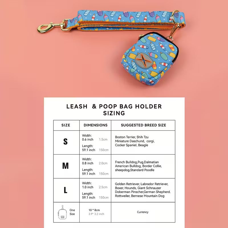 Pet Leash with Waste Bag Holder