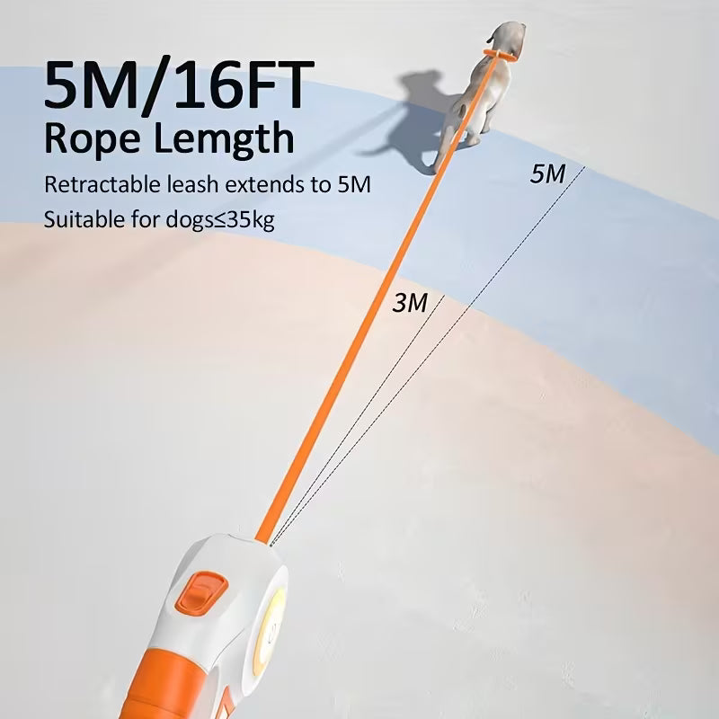 Retractable Dog Leash with LED Flashlight