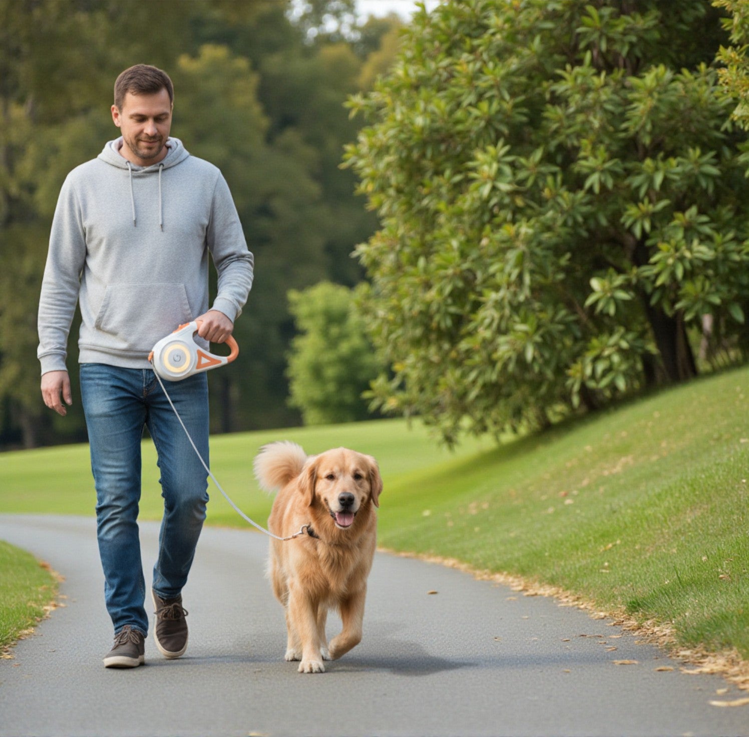 Retractable Dog Leash with LED Flashlight