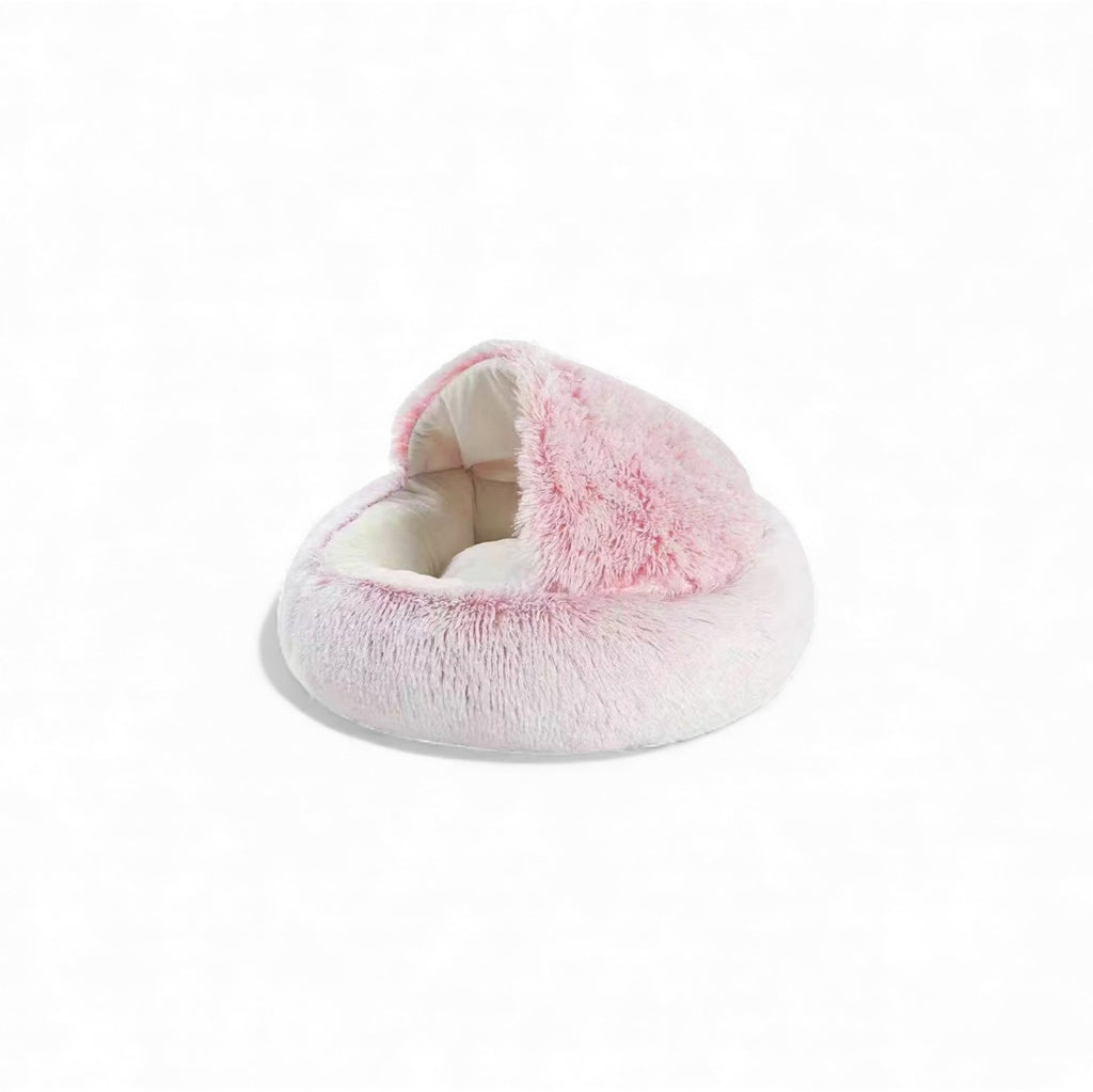 Semi-Enclosed Plush Cat Bed