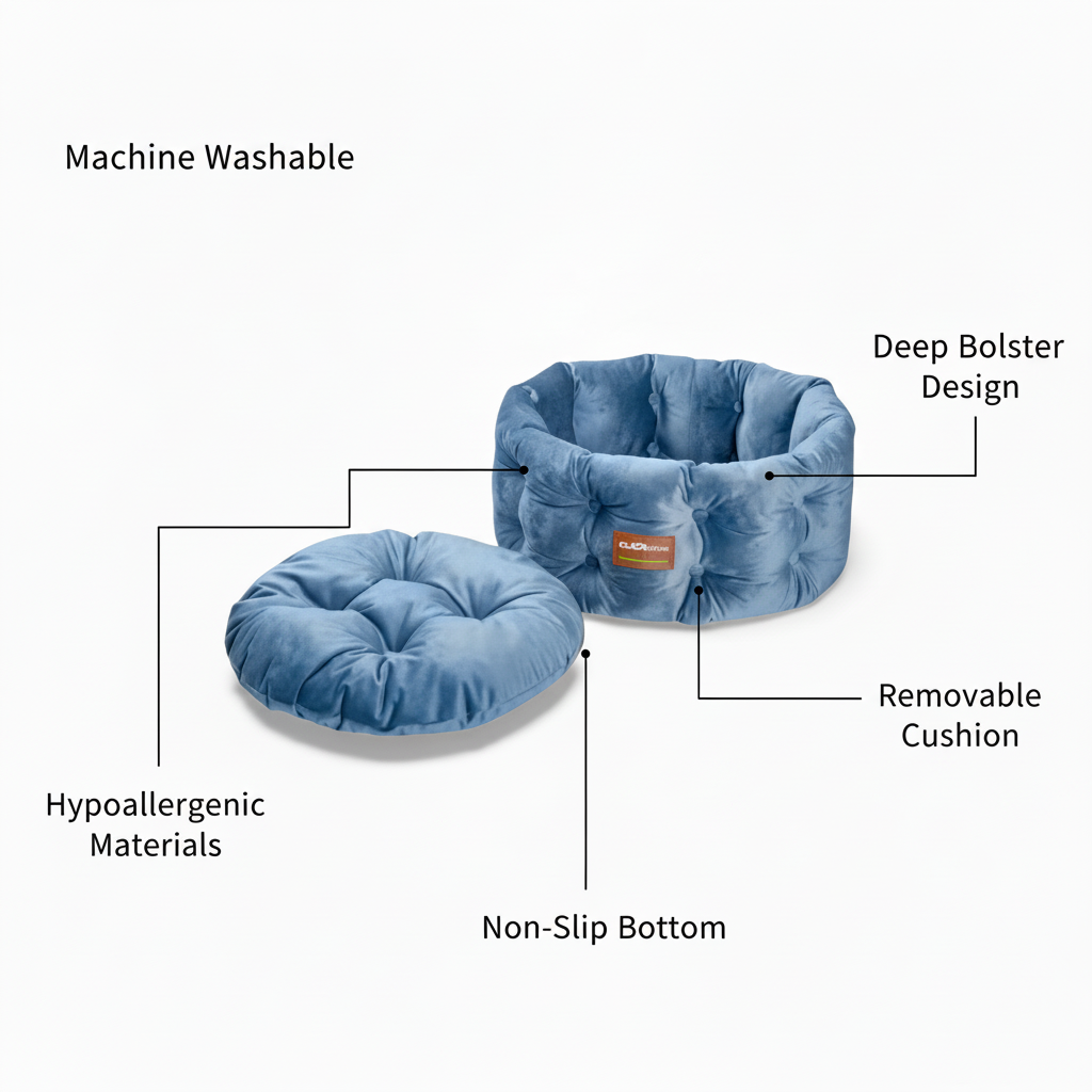 Blue Pet Bed with Features