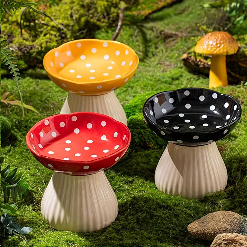 Ceramic Mushroom Cat Bowl